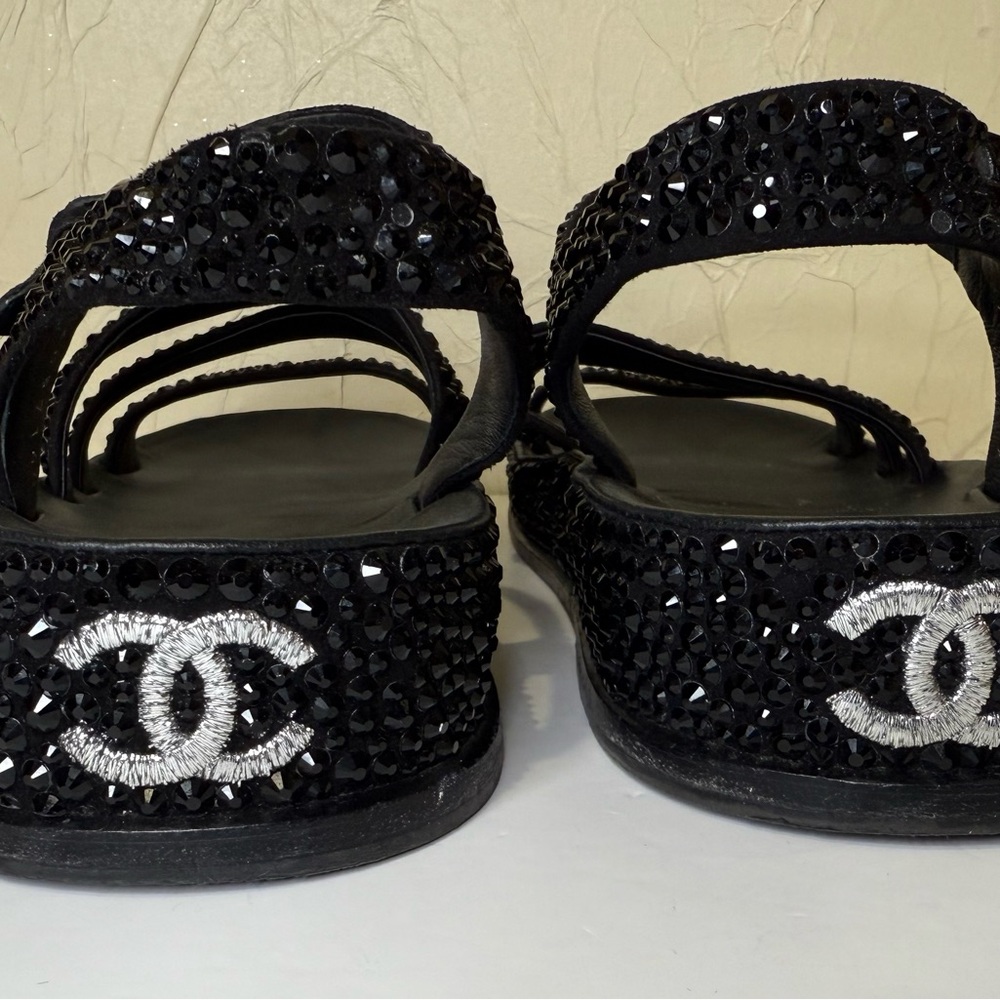 CHANEL Black Embellished Sandals - Picture 7 of 9